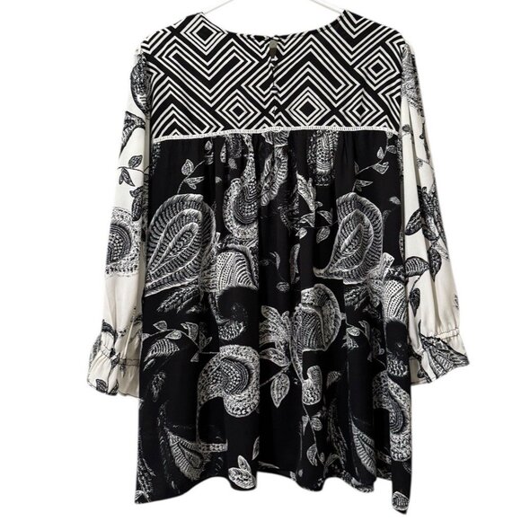 Rose+Olive Floral Paisley Long Sleeve Flowing Blouse Ruffle Sleeves Size 2X Boho - Picture 2 of 11